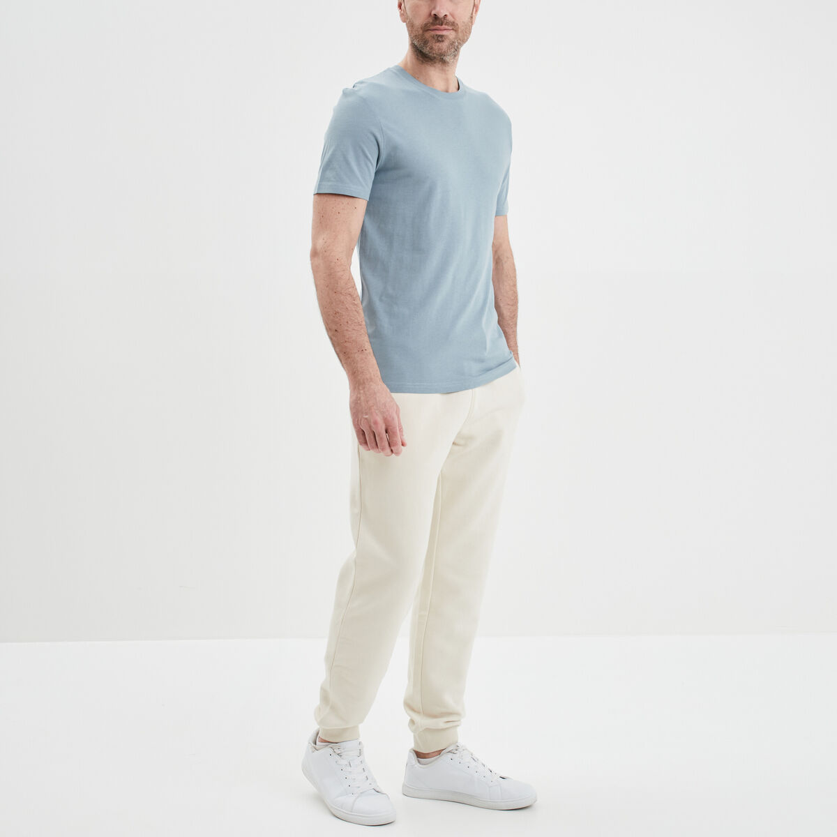 T-shirt droit en coton manches courtes gris homme