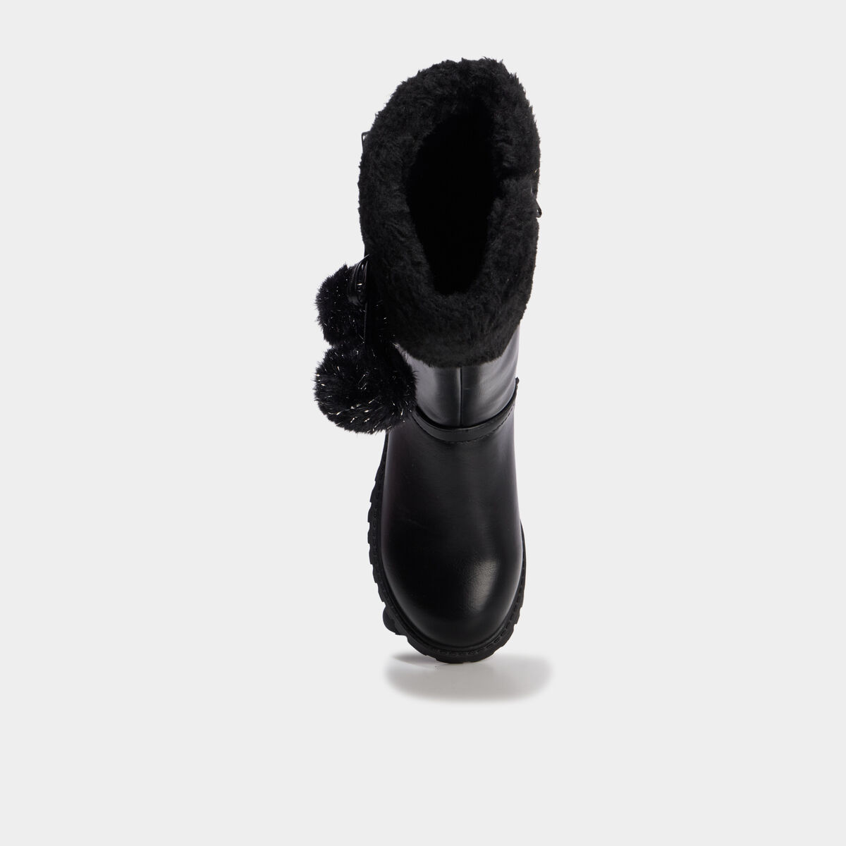 Bottes fourr&eacute;es &agrave; pompons noir fille