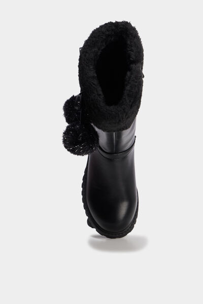Bottes fourr&eacute;es &agrave; pompons noir fille