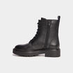 Bottines &agrave; lacets en cuir noir femme