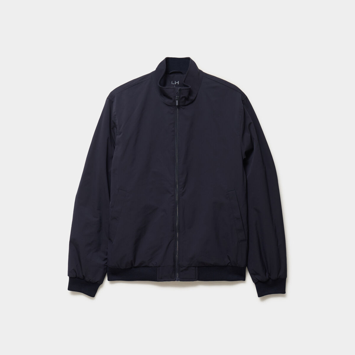 Blouson d&eacute;perlant col montant bleu fonc&eacute; homme