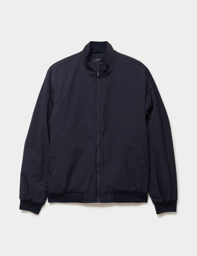 Blouson d&eacute;perlant col montant bleu fonc&eacute; homme