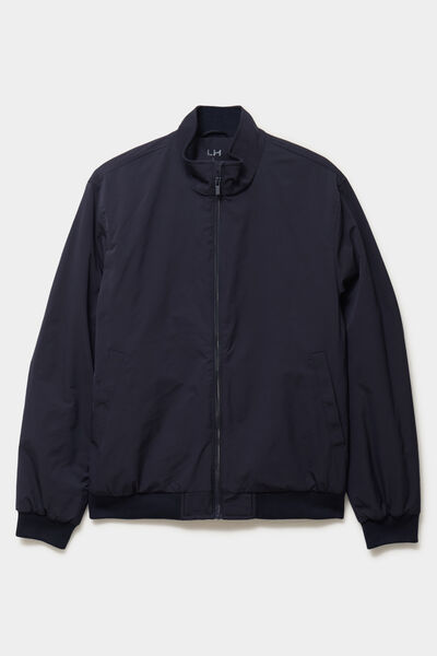 Blouson d&eacute;perlant col montant bleu fonc&eacute; homme