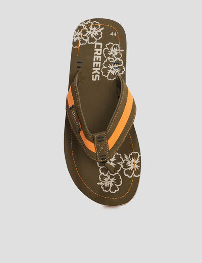 Mules plates vert kaki homme