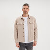 Surchemise droite m&eacute;lange coton stretch gris clair homme