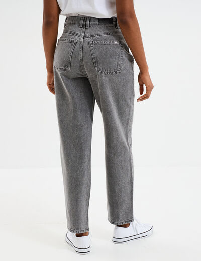 Jeans mom 7/8ème taille haute Creeks denim gris clair femme
