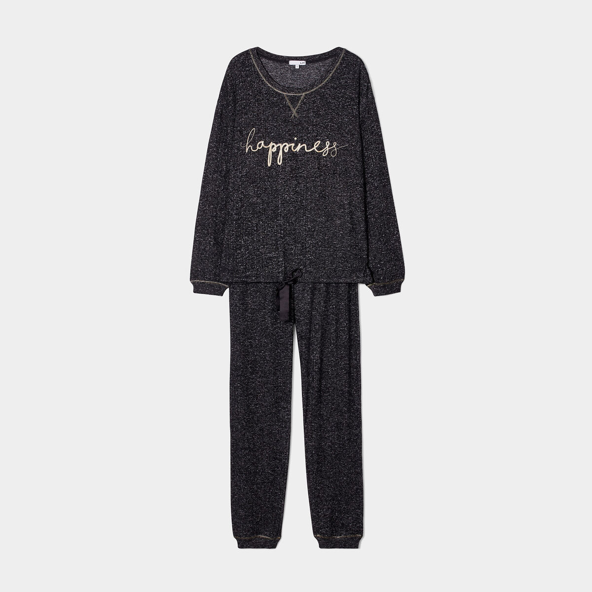 Ensemble pyjama bas resserré 2 pièces noir femme | La Halle