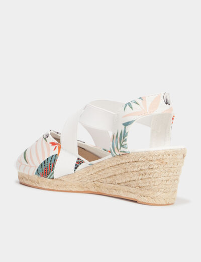 Sandales compensées brides croisées multicolore femme