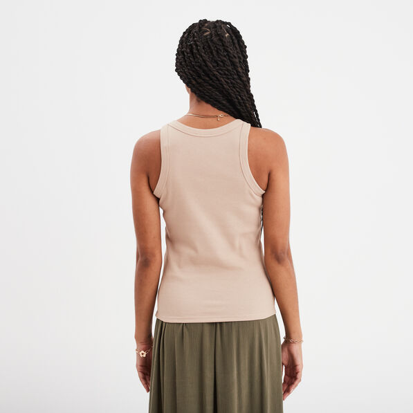 Débardeur côtelé encolure américaine sable femme