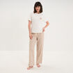 Pantalon de pyjama droit coton ecru femme