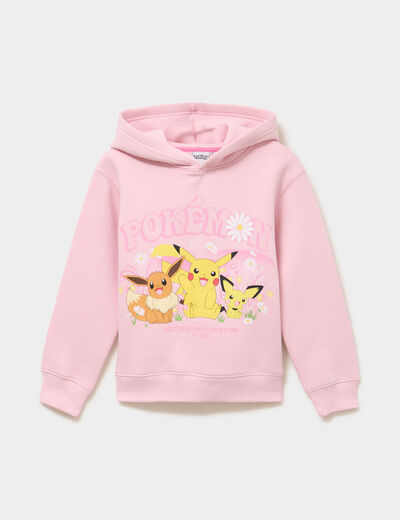 Sweat hoodie &agrave; capuche droit Pok&eacute;mon rose fille