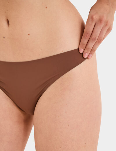 String microfibre sans coutures marron femme