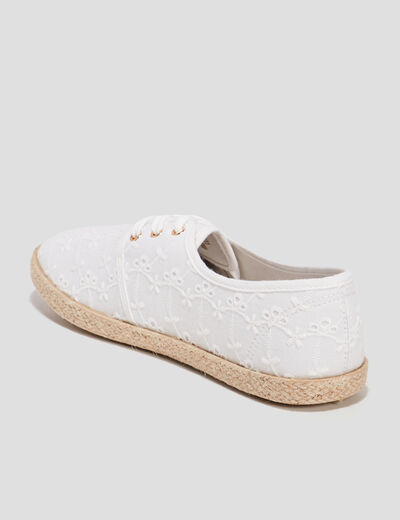 Derbies en toile à lacets blanc femme