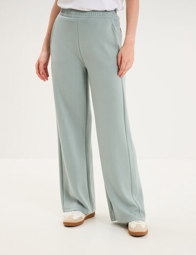 Pantalon de jogging large molletonn&eacute; bleu gris femme