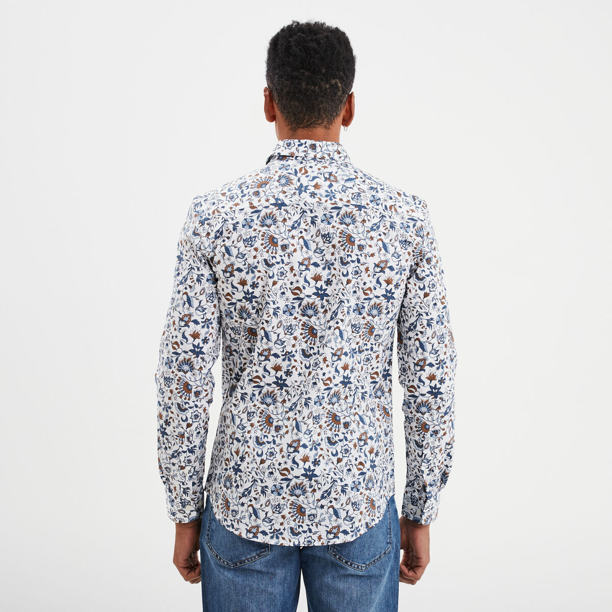 Chemise ajustée col français blanc homme