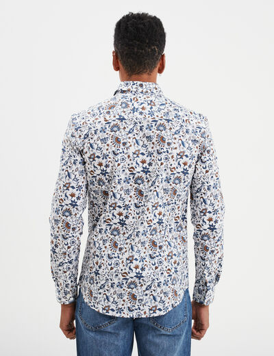 Chemise ajustée col français blanc homme