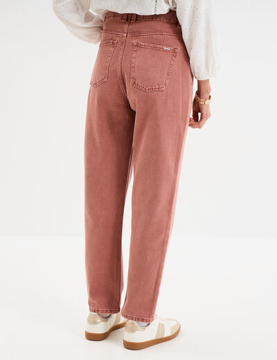 Jeans mom coton vieux rose femme