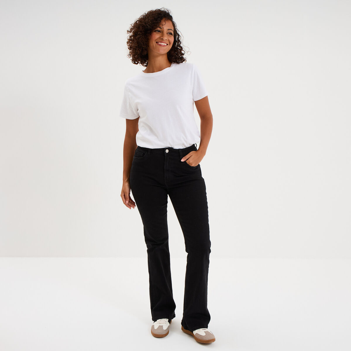 Jeans flare 5 poches denim noir femme