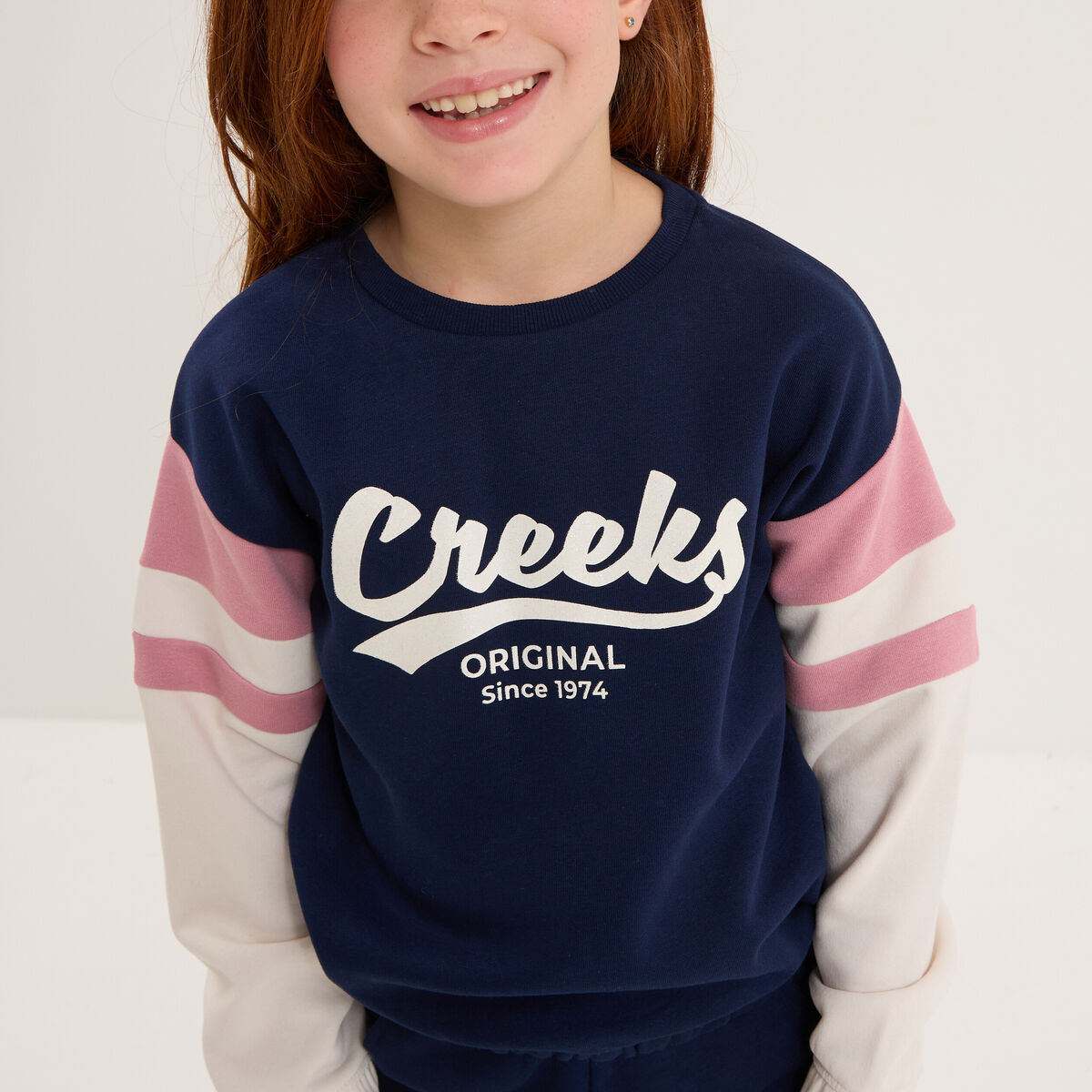 Ensemble jogging sweat et pantalon coton bleu marine fille