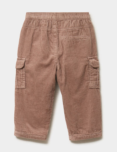 Pantalon effet velours c&ocirc;tel&eacute; taupe b&eacute;b&eacute; gar&ccedil;on