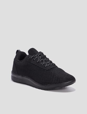Baskets running à lacets noir femme