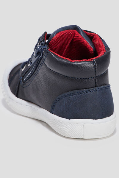 Baskets montantes zippées bleu marine bébé garçon
