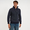 Pull avec col camionneur c&ocirc;tel&eacute; bleu fonc&eacute; homme