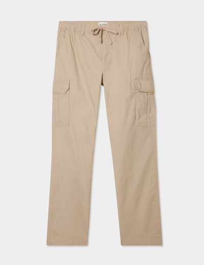 Pantalon cargo slim coton taupe homme