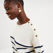 Pull marini&egrave;re boutons &eacute;paule blanc femme