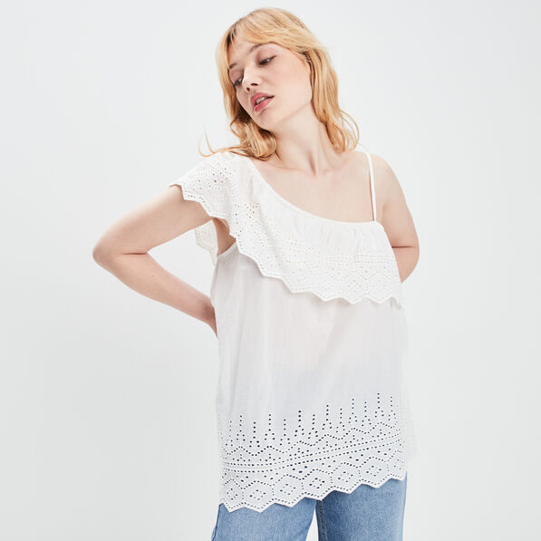 Blouse asymétrique ivoire femme