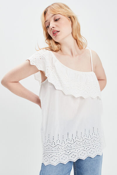 Blouse asymétrique ivoire femme