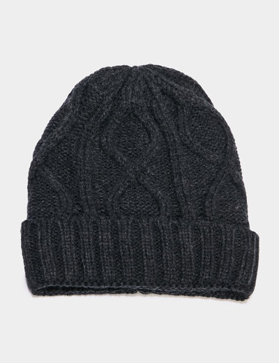 Bonnet &agrave; torsades gris clair homme
