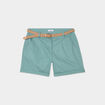 Short chino ceinture tressée bleu gris femme