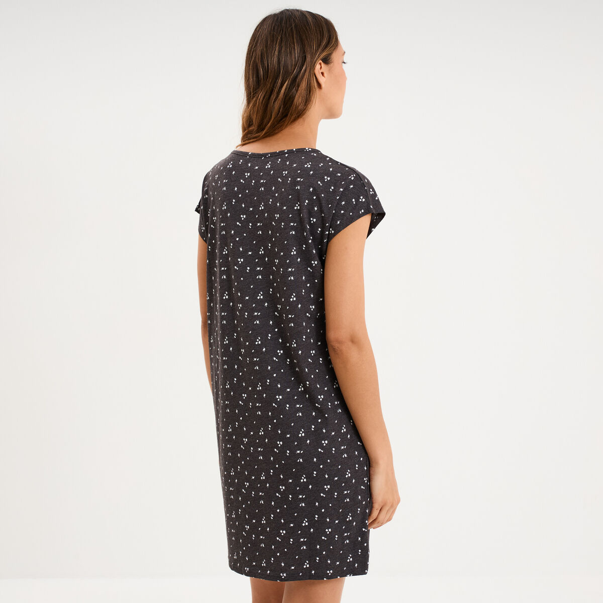 Chemise de nuit manches courtes gris anthracite femme