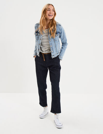 Veste en jean ajust&eacute;e boutonn&eacute;e denim double stone femme