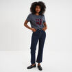 T-shirt manches courtes coton bleu gris femme