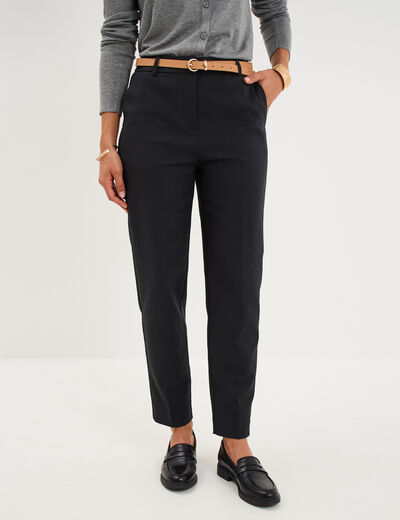 Pantalon chino ceinture amovible noir femme