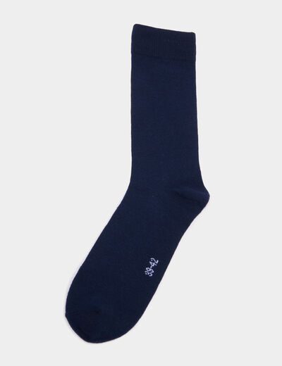 Lot 5 paires chaussettes m&eacute;lange coton bleu marine homme