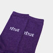 Chaussettes &agrave; fils m&eacute;tallis&eacute;s mi-hautes violet fonc&eacute; femme