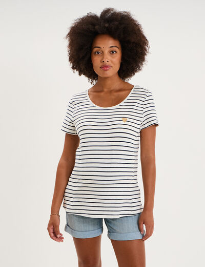 T-shirt allaitement manches courtes ecru femme maternit&eacute;