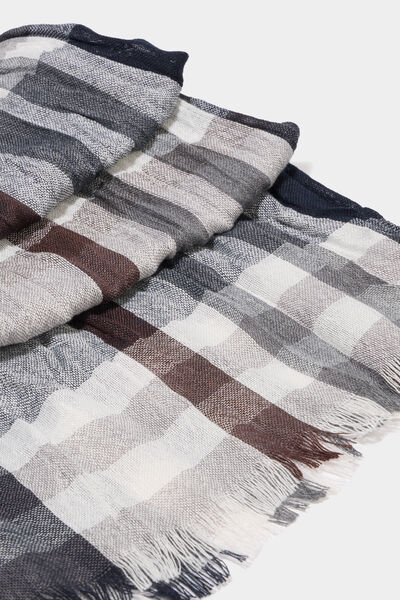 Foulard &agrave; franges fines gris homme