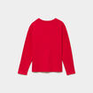 T-shirt &agrave; paillettes No&euml;l col rond coton rouge fille