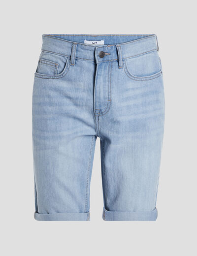 Bermuda droit en jean denim bleach homme