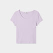 T-shirt manches courtes côtelé violet clair femme