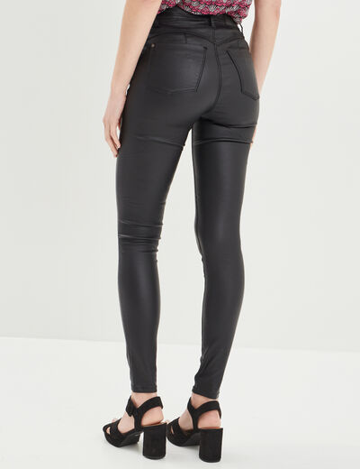 Pantalon enduit skinny push up noir femme