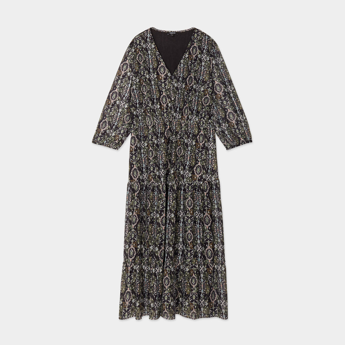 Robe longue évasée manches 3/4 Liberto noir femme