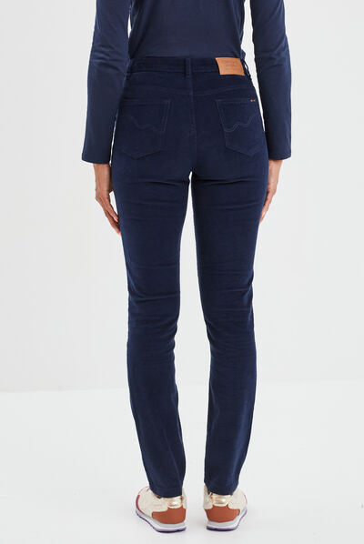 Pantalon slim velours coton Creeks bleu marine femme