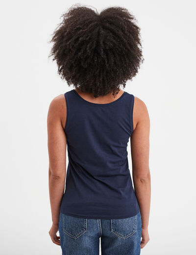 Débardeur bretelles larges coton bleu marine femme
