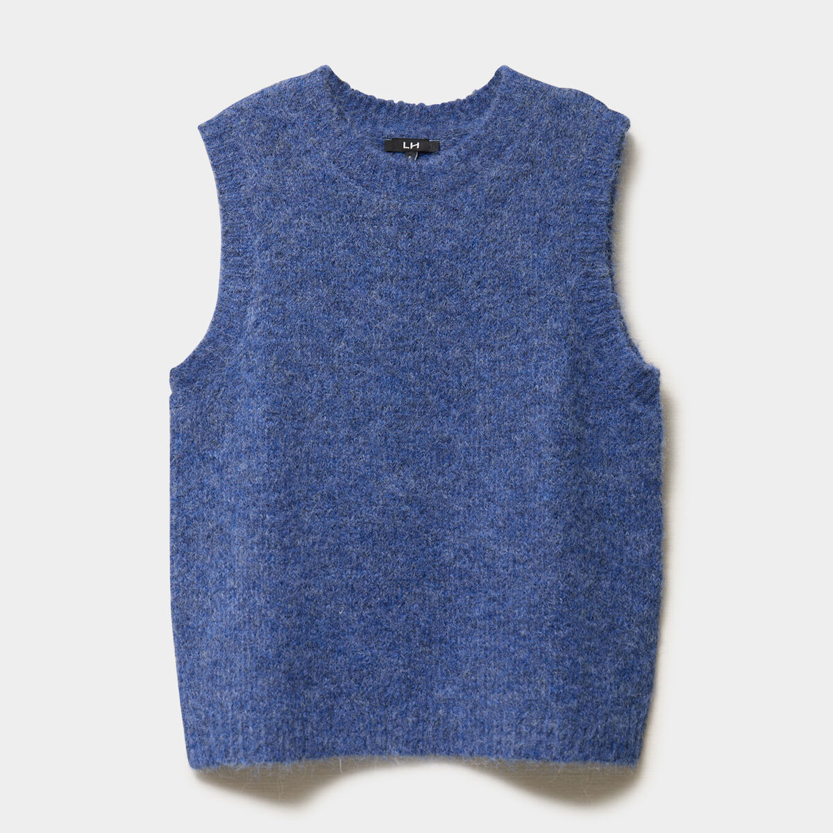 Pull sans manches col rond bleu femme