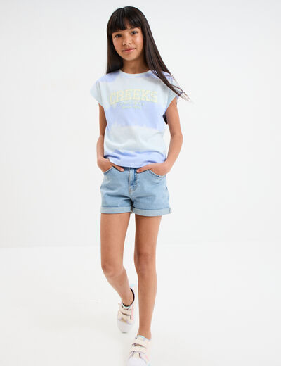 T-shirt manches courtes coton ecru fille
